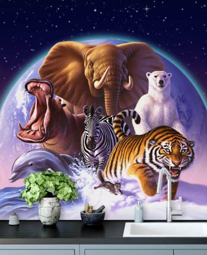 Elephant and Other Animals Montage Mural Elephant and Other Animals Montage Mural