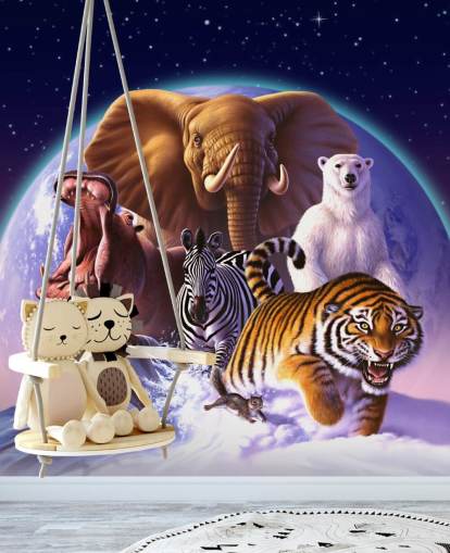 Montage-Wandbild „Elefant und andere Tiere“