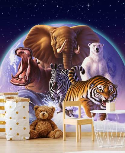 Decorazione murale con elefanti e altri animali Decorazione murale con elefanti e altri animali