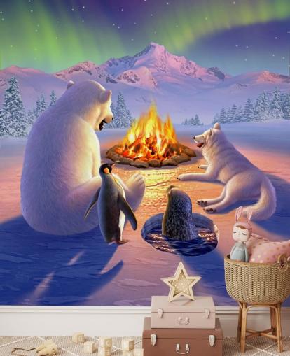 Mural de arte de animais polares