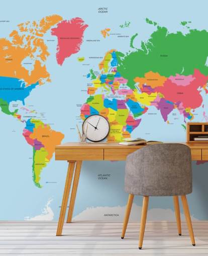 Mapa político del mundo Mural con un mapa colorido