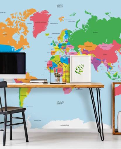 Mappa politica del mondo Decorazione murale con mappa colorata