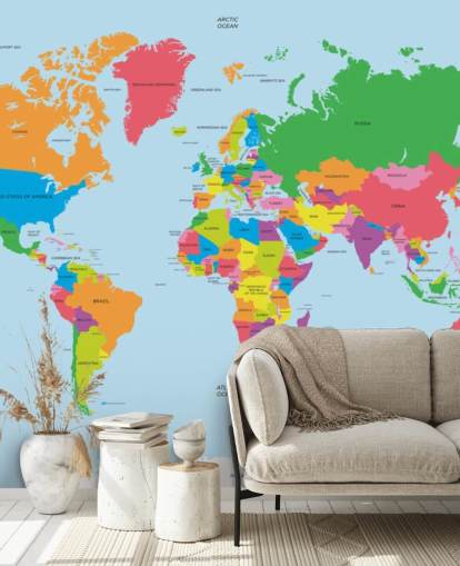 Mapa político del mundo Mural con un mapa colorido
