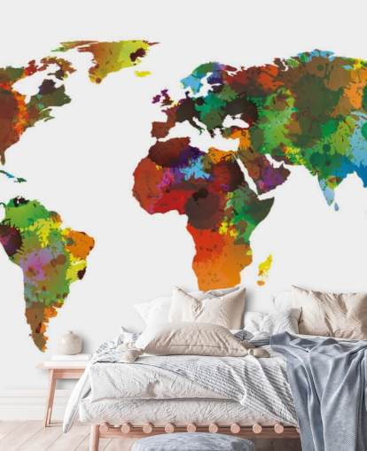 Mural colorido do mapa do mundo