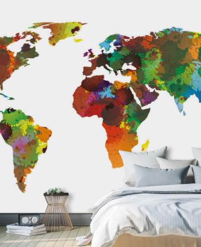 Colorful World Map Mural