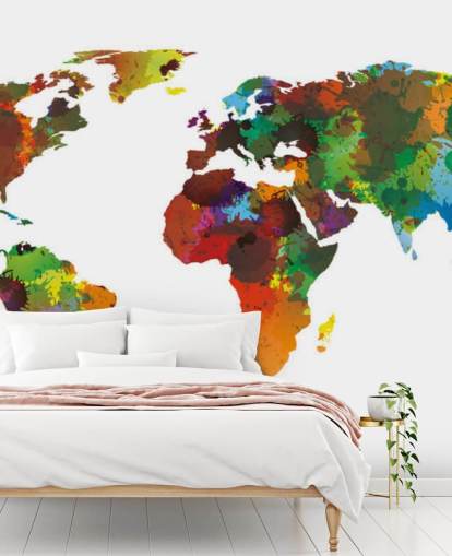 Colorful World Map Mural