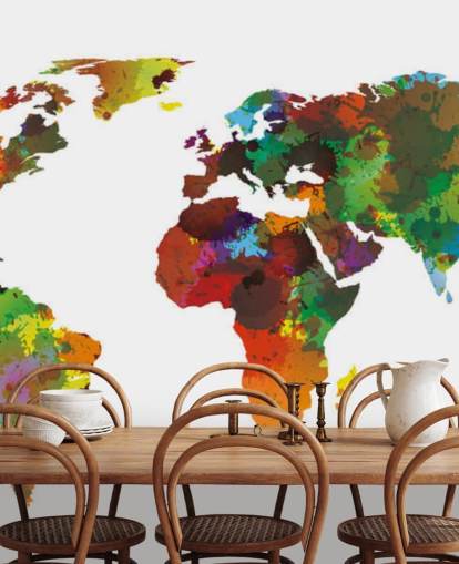 Colorful World Map Mural