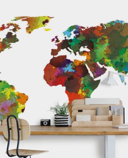Decorazione murale con mappa del mondo colorata