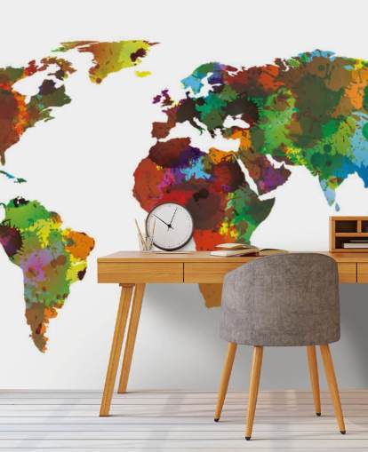 Colorful World Map Mural
