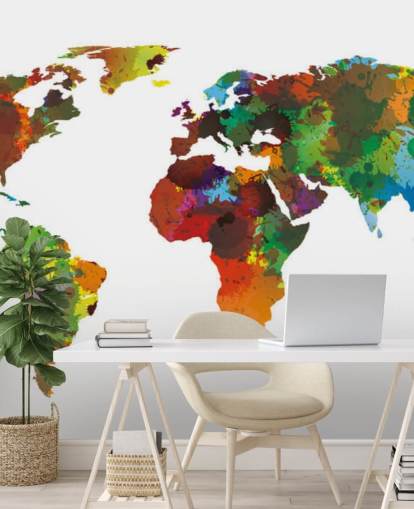 Decorazione murale con mappa del mondo colorata