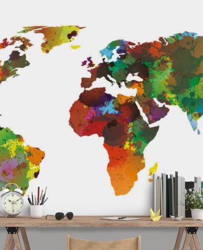 Colorful World Map Mural Colorful World Map Mural