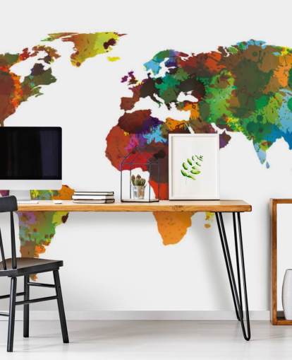 Colorful World Map Mural