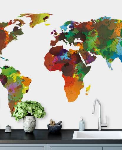 Mural colorido do mapa do mundo