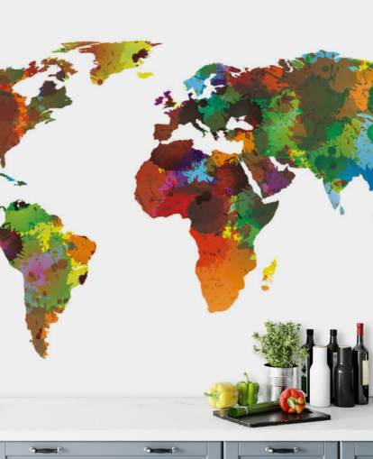 Colorful World Map Mural