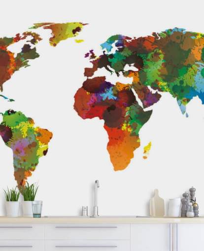 Colourful World Map Mural