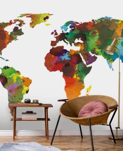Colourful World Map Mural