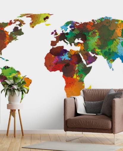 Colourful World Map Mural