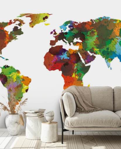 Colourful World Map Mural