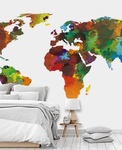 Colorful World Map Mural