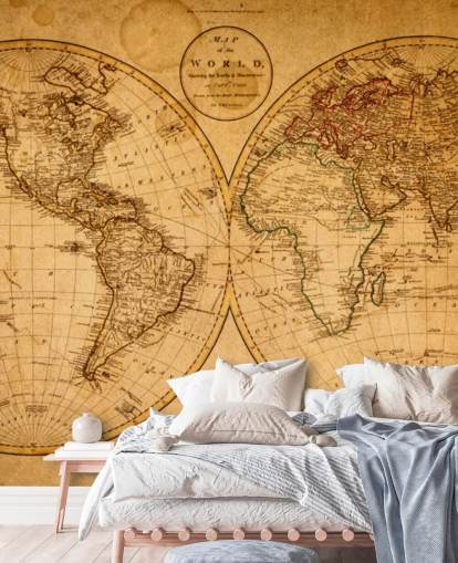 Papier Peint Effet Vintage Carte du Monde