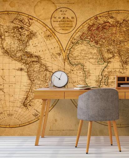 Tapete mit Vintage-Effekt-Karte der Welt Tapete mit Vintage-Effekt-Karte der Welt