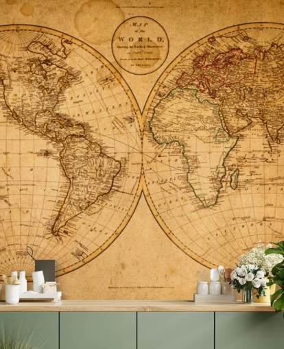 Papier Peint Effet Vintage Carte du Monde