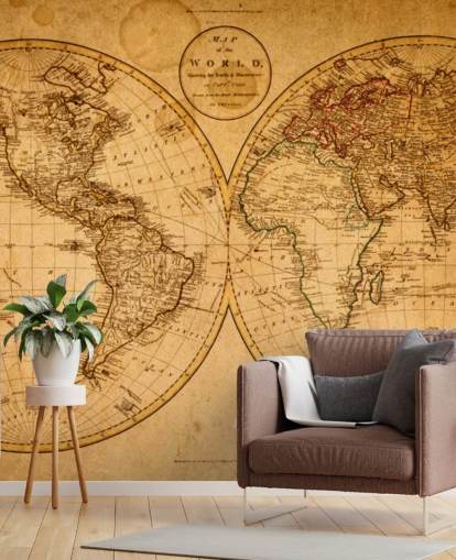 Vintage Effect Map of the World Wallpaper