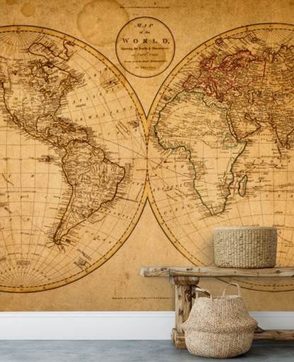 Papel de Parede de Mapa de Efeito Vintage do Mundo Papel de Parede de Mapa de Efeito Vintage do Mundo