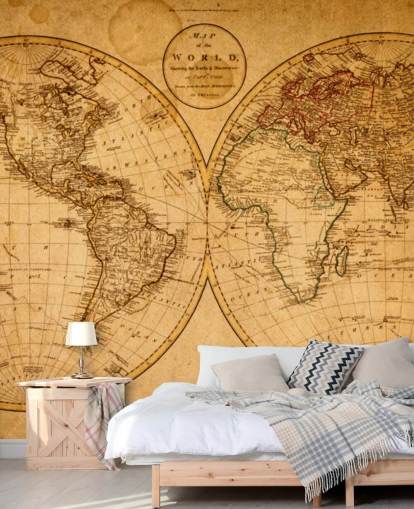 Papier Peint Effet Vintage Carte du Monde