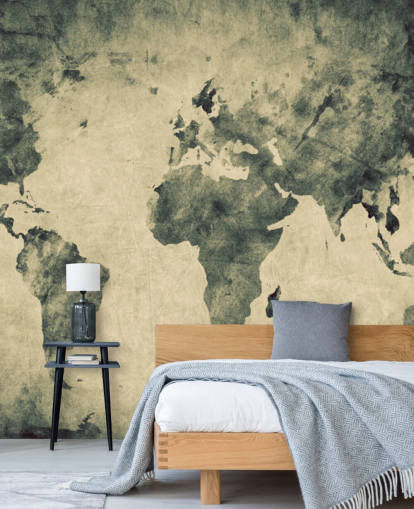 Murale Carte du monde effet fusain