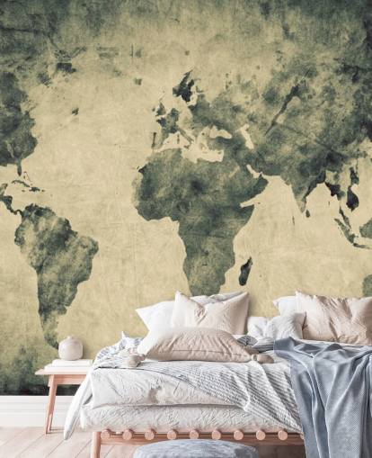 Charcoal Effect World Map Mural