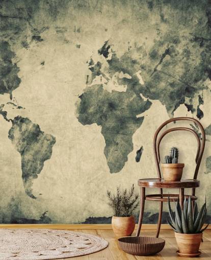 Murale Carte du monde effet fusain Murale Carte du monde effet fusain