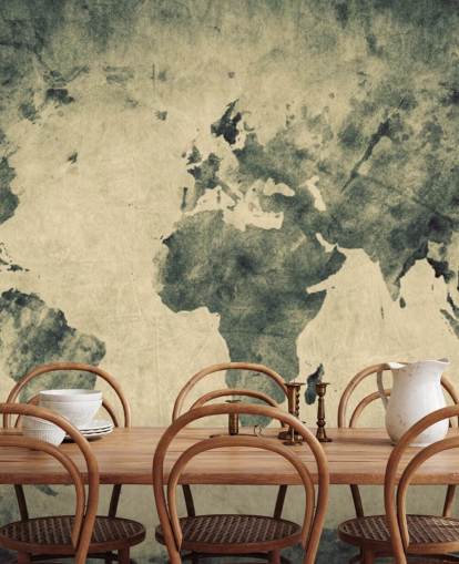 Charcoal Effect World Map Mural