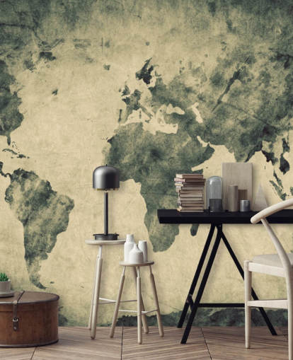 Decorazione murale con mappa del mondo effetto carbone