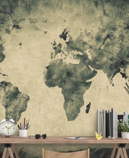 Charcoal Effect World Map Mural