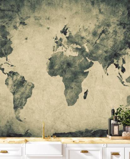 Charcoal Effect World Map Mural