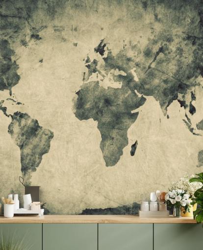 Charcoal Effect World Map Mural