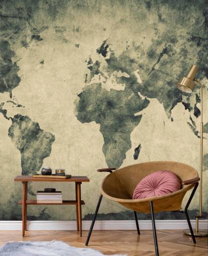 Charcoal Effect World Map Mural