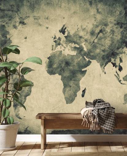 Decorazione murale con mappa del mondo effetto carbone