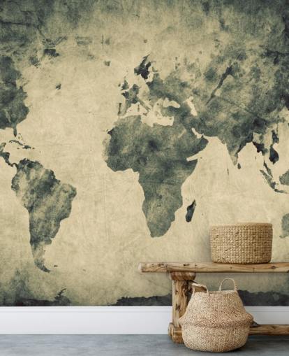 Charcoal Effect World Map Mural