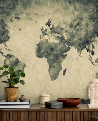 Charcoal Effect World Map Mural