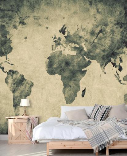 Charcoal Effect World Map Mural