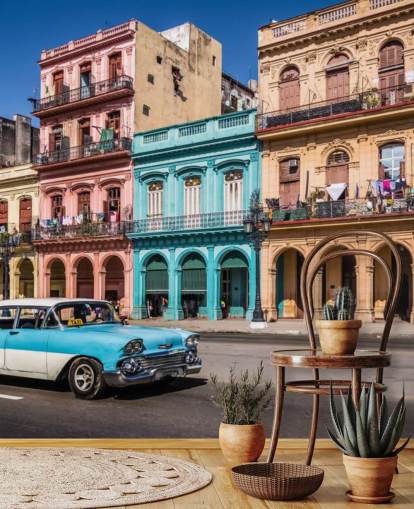 Turkoosi vanha auto vanha Havana Street Taustakuva