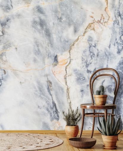 hvitt og blått tilpasset marmor tapet veggmaleri kalt White and Blue Marble Effect for kjøkken og bad hvitt og blått tilpasset marmor tapet veggmaleri kalt White and Blue Marble Effect for kjøkken og bad