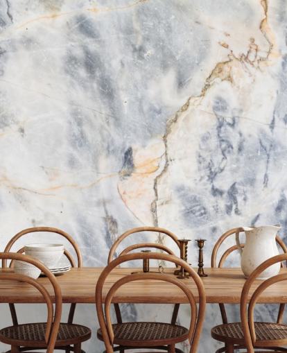 valkoinen ja sininen mukautettu marmoritapetti seinämaalaus nimeltä White and Blue Marble Effect keittiöihin ja kylpyhuoneisiin