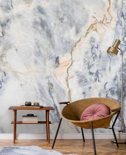 weiße und blaue individuelle Marmortapete mit dem Namen White and Blue Marble Effect für Küchen und Badezimmer