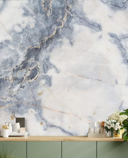 carta da parati murale in marmo bianco e blu personalizzabile chiamata White Marble per cucine e bagni carta da parati murale in marmo bianco e blu personalizzabile chiamata White Marble per cucine e bagni
