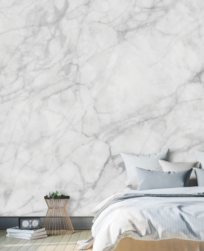 mural de papel pintado de mármol blanco personalizable llamado Exquisite Marble para comedores o cocinas mural de papel pintado de mármol blanco personalizable llamado Exquisite Marble para comedores o cocinas