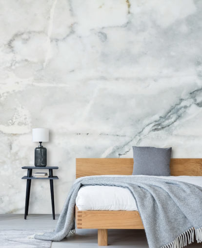 mural de papel de parede de mármore branco chamado Classic Marble para quartos, banheiros e cozinhas