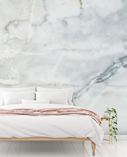 white marble wallpaper mural called Classic Marble for bedrooms, bathrooms and kitchens